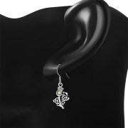 Peridot Celtic Knot Thistle Silver Earrings Set -e295